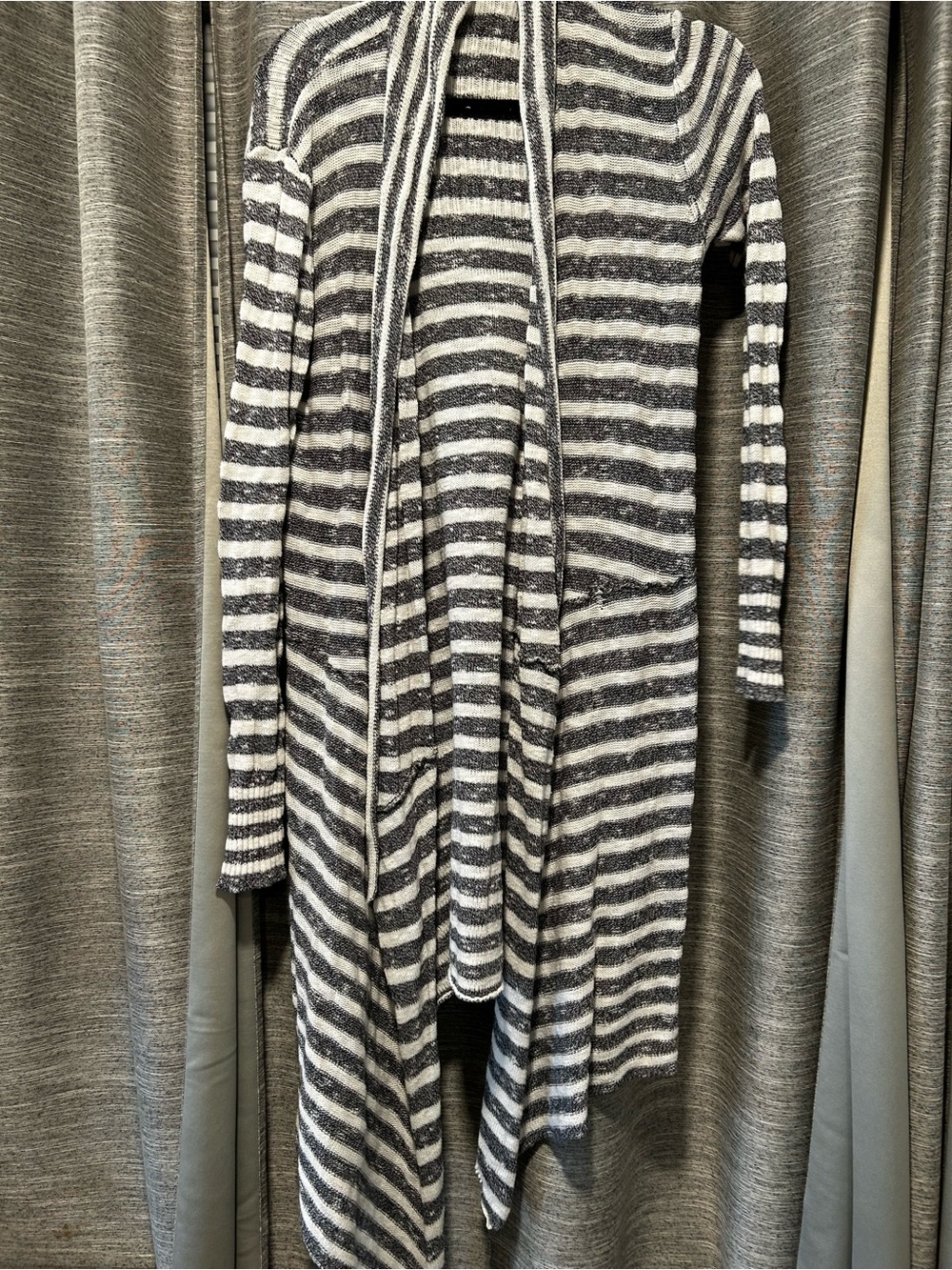 Boss Striped Open-Front Cardigan in Navy Blue and White